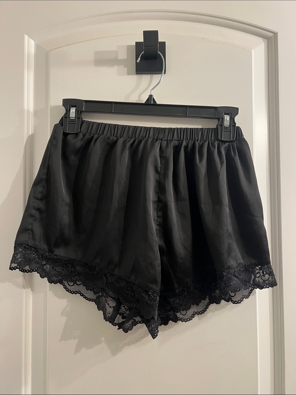 Forever 21 Black Satin Lace-Trim Sleep Shorts